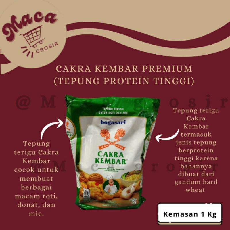 

Terigu cakra kembar premium 1kg (protein tinggi)