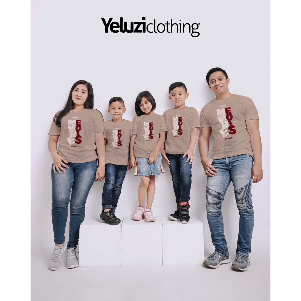 Baju Couple Keluarga Kaos Oblong Coklat Susu - "Memories" - Katun Combed 24s - YELUZI