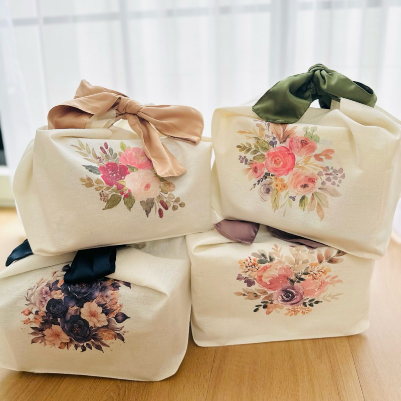 

BENTO BAG VELVET FLOWER // Bag box nasi kotak 25x25x25 cm // Tas blacu box / Tas box nasi hampers // Tas hampers