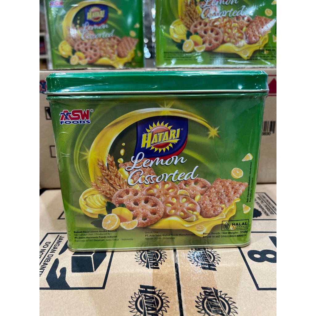 Hatari Lemon Assorted Biscuits Kaleng Petak 350 gr