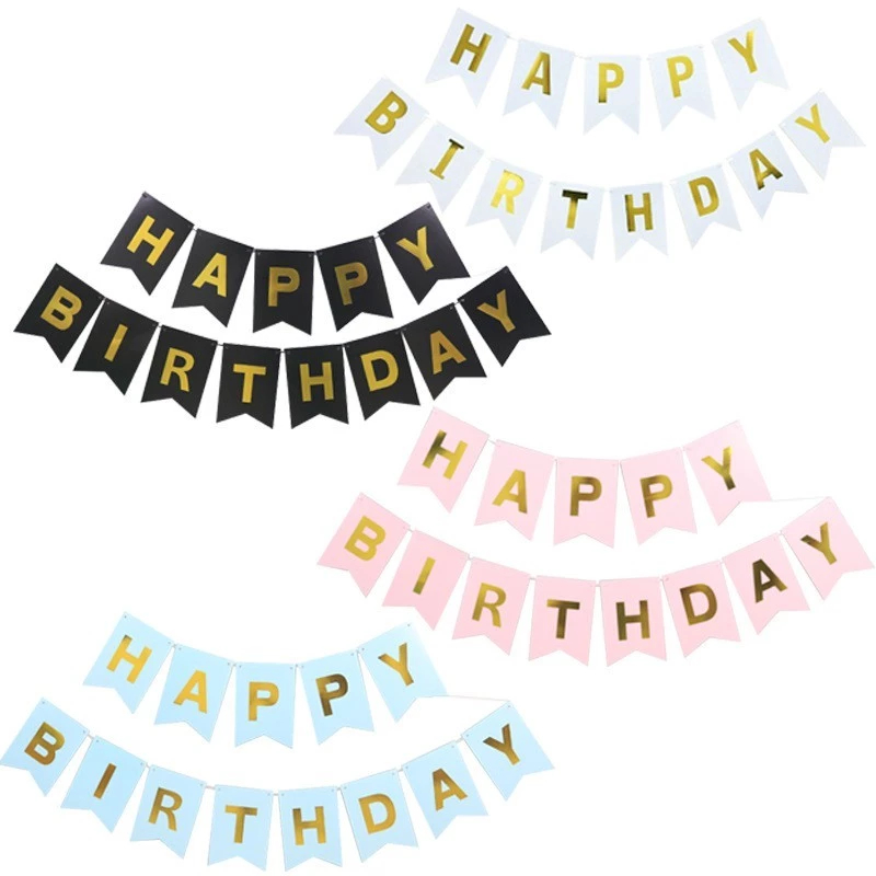 Banner Happy Birthday Tulisan Polos berbagaimacam warna/Banner Backdrop Pesta Ulang Tahun