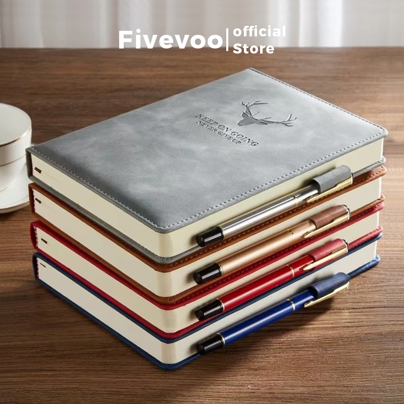 

FIVEVOO Notebook Kulit A5/Buku Agenda Kerja Atau Kuliah/Meeting Planner NoteBook/Notepad Diary