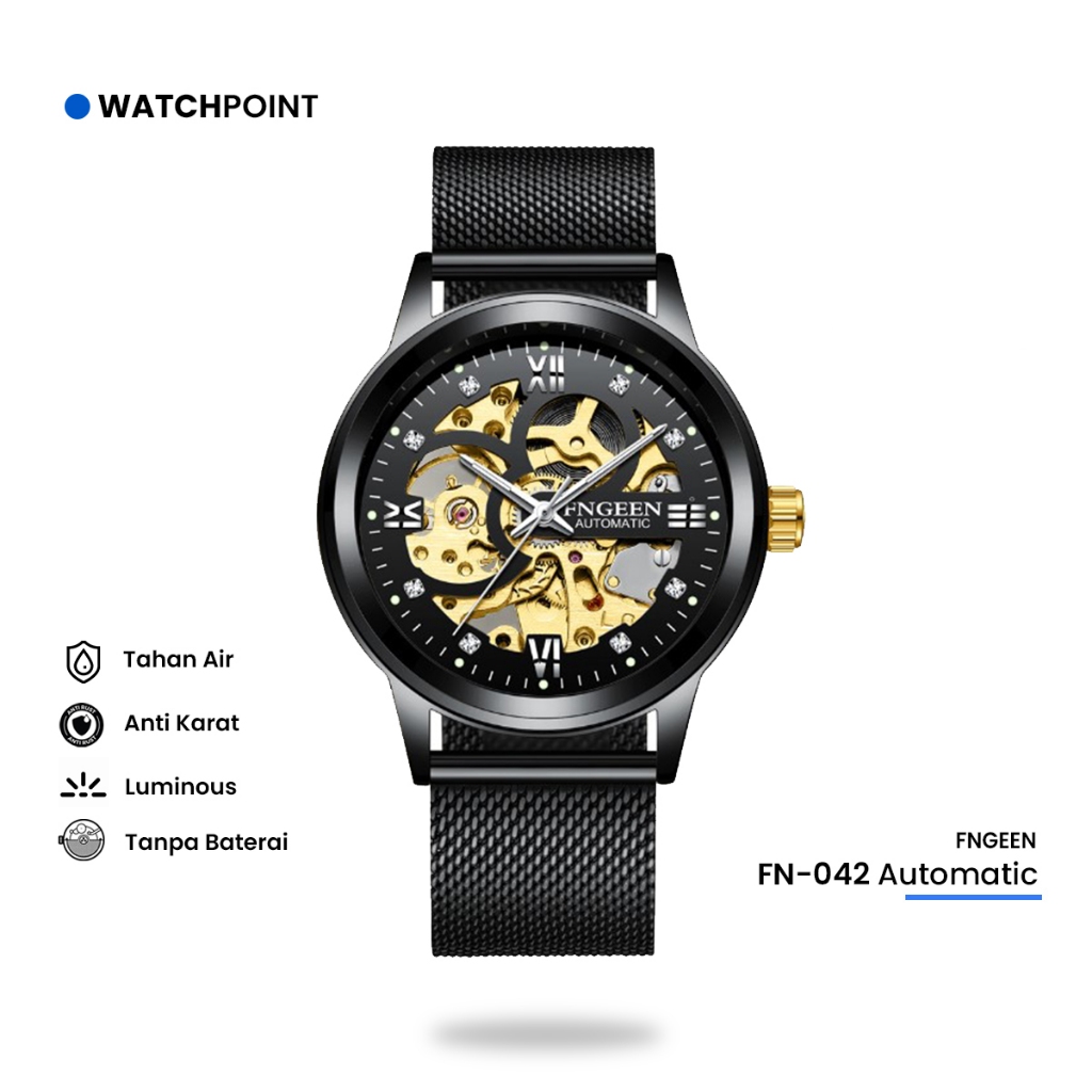 FNGEEN 6018 Jam Tangan Pria Mechanical Automatic Luxury Business Original Tahan Air Watch + Kotak