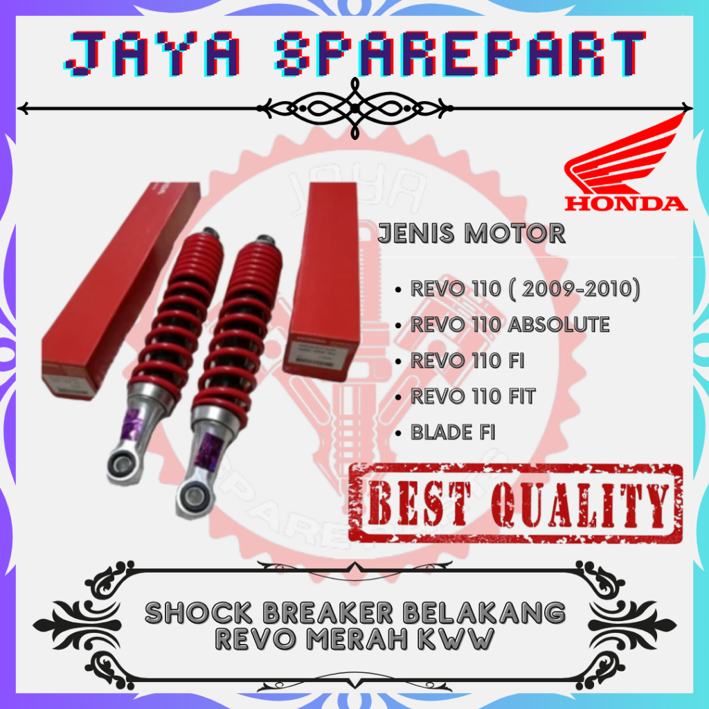 SHOCK SOK BREAKER BELAKANG DUALSHOCK MERAH MOTOR HONDA REVO FIT ABS ABSOLUTE BLADE FI KWW