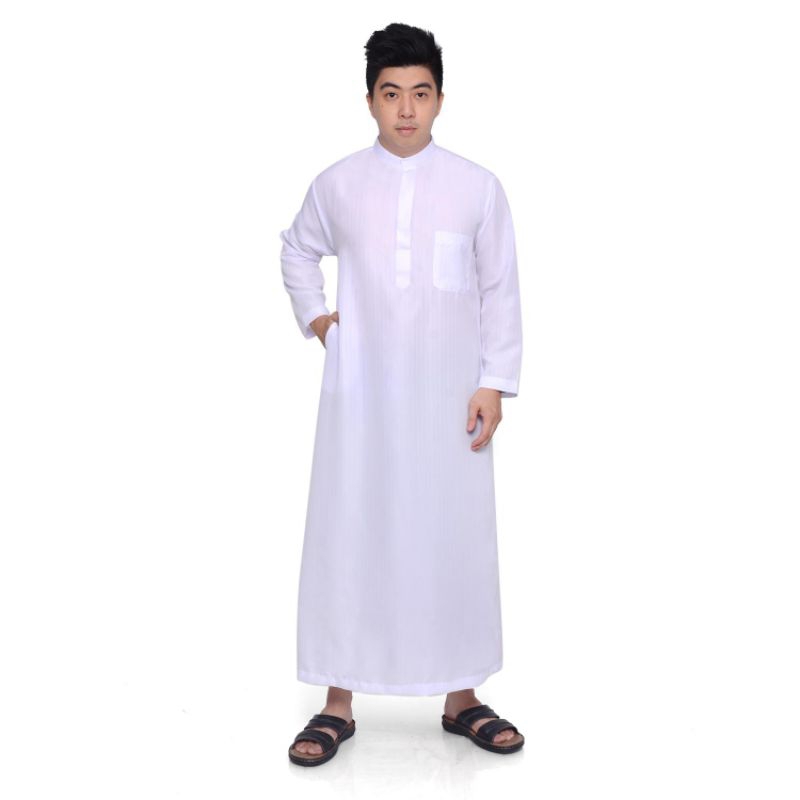 Jubah Pria Putih Polos Lengan Panjang Gamis Pria Remaja Dewasa Premium