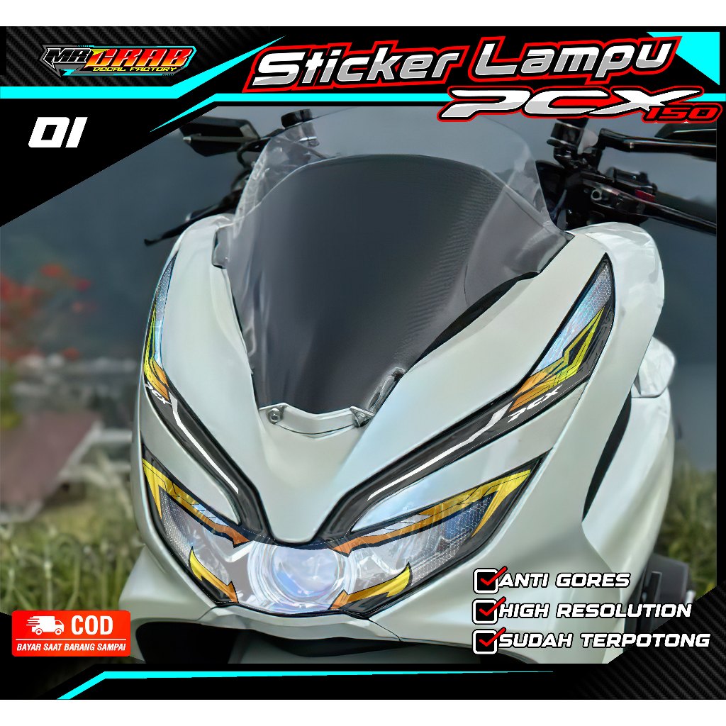 01 STICKER LAMPU DEPAN PCX 150 - STICKER LAMPU ALIS PCX 150 MOTIF LIST SIMPLE