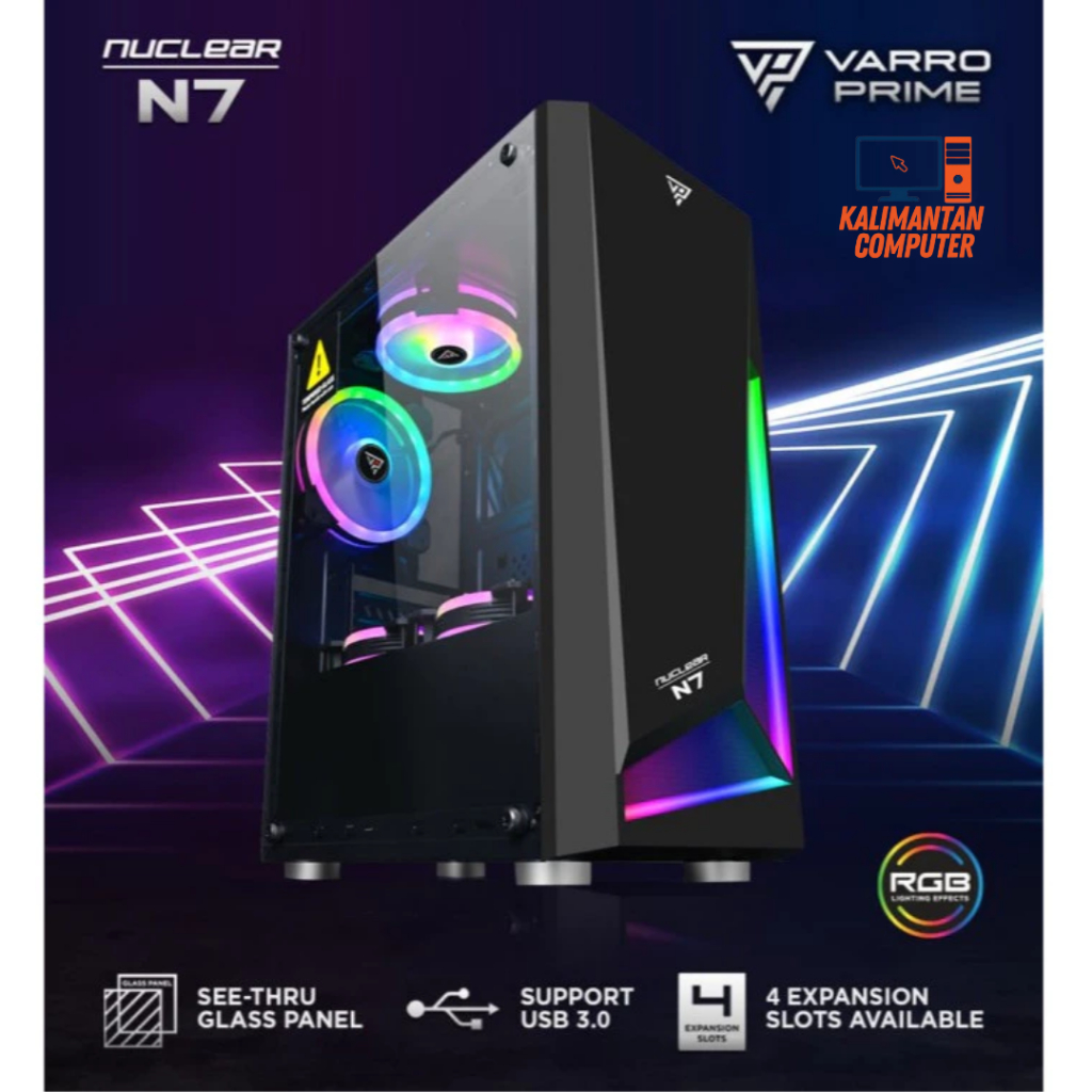 CASING PC Varro Prime Nuclear N7 hitam casing gaming