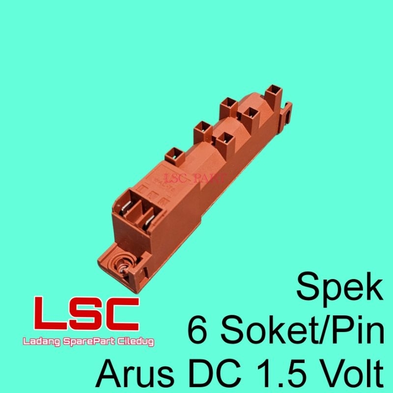 Akumulator 6 Pin Arus Batrai Dc 1.5 Soket 6 Pematik Kompor Ignation