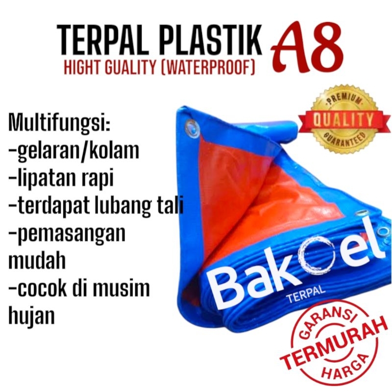 TERPAL PLASTIK A8 BIRU OREN TEBAL TAHAN PANAS DAN HUJAN,ukuran:2×2 2×3 2×4 2×5 2×6 2×7 2×8 2×9 2×10 