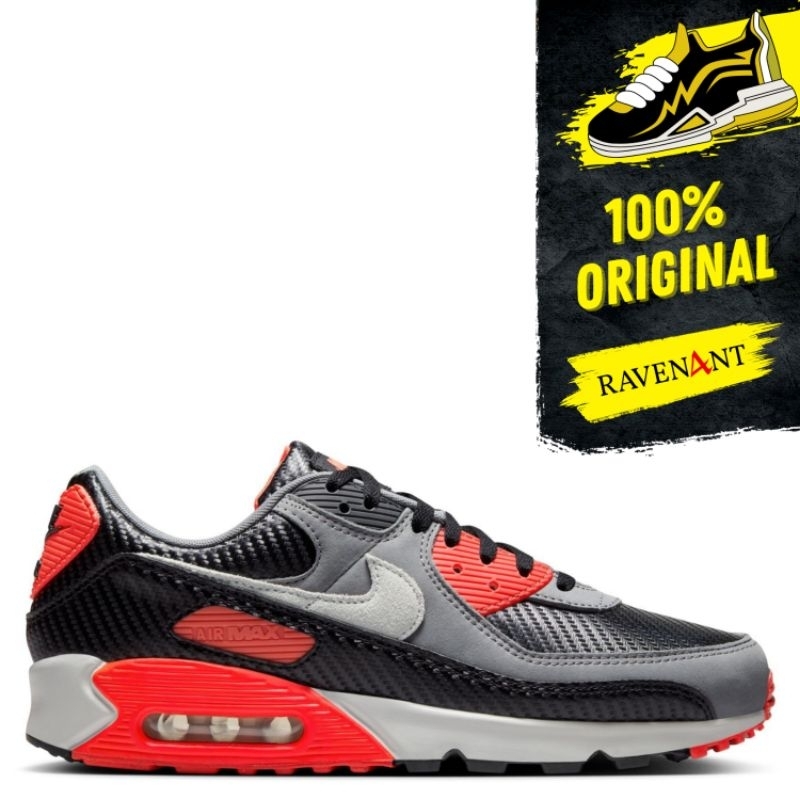 NIKE Air Max 90 PRM Carbon Fiber Infrared ORIGINAL - Sepatu Sneakers Pria/Wanita