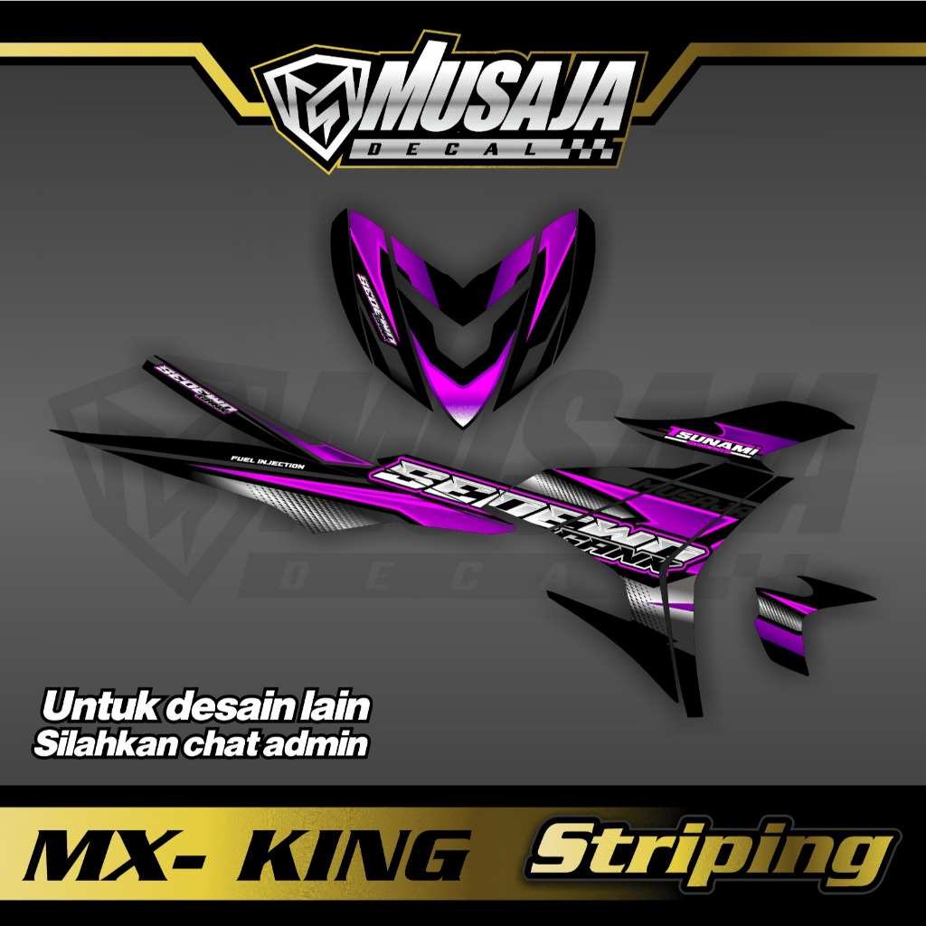 Stiker striping Mx king 150 ungu hitam transparan uv glossy non transparan semi full bebas custom