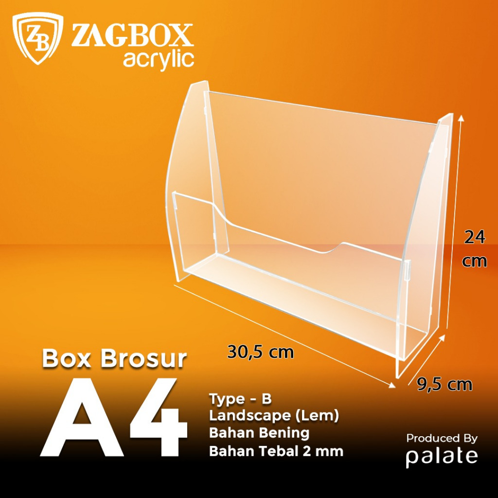 

Acrylic Tempat Brosur - Akrilik Kotak Brosur A4 LANDSCAPE - STD