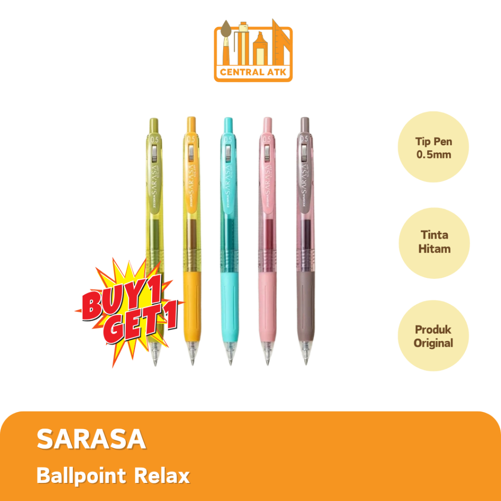 

PROMO ! BOLPEN / BALLPOINT | PULPEN SARASA RELAX 0.5 (1 PCS) GET 1 FREE