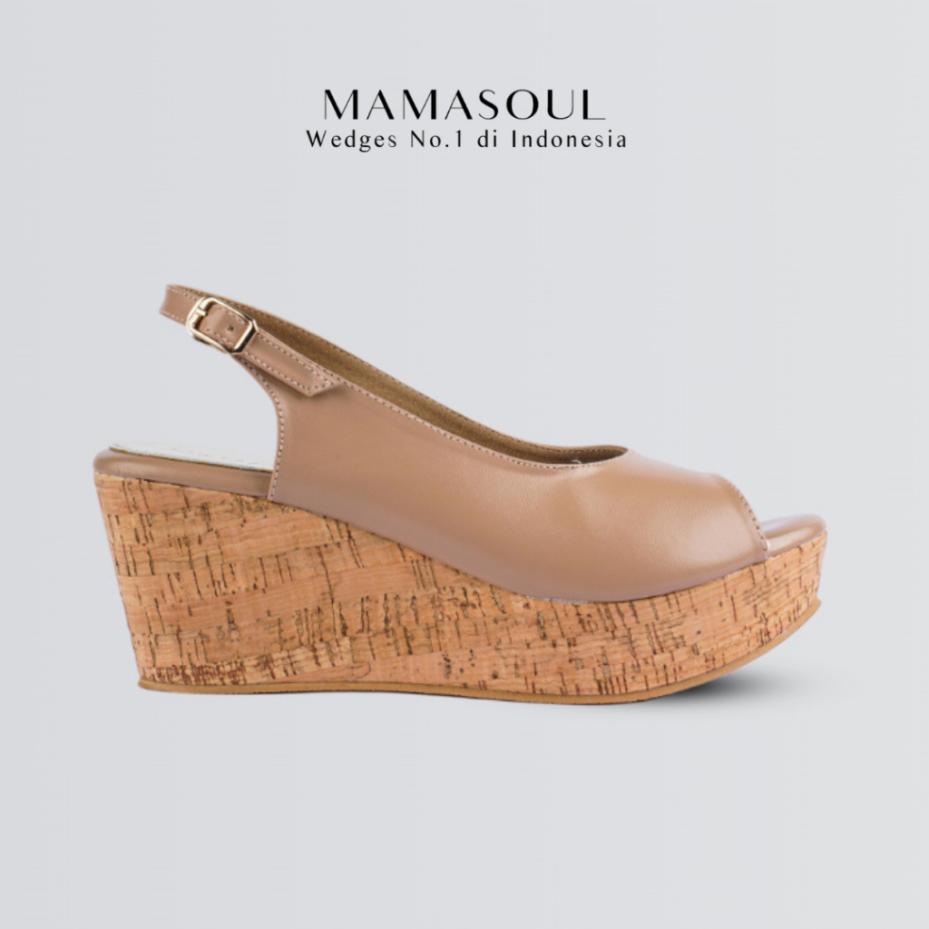 MAMASOUL - Clara Sepatu Sendal Wedges Wanita Selop Tinggi 7cm