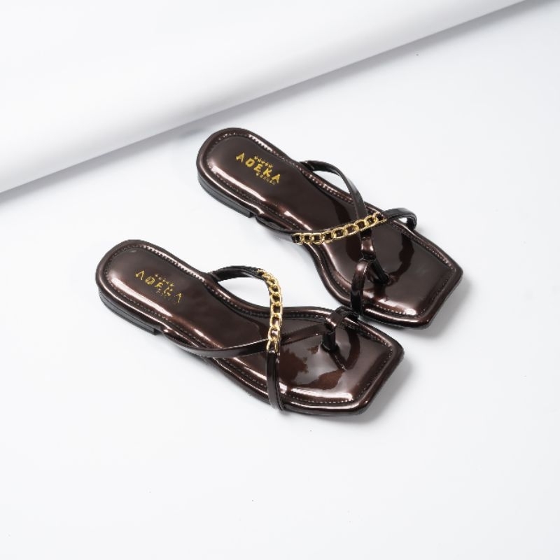 Adk shoes sandal santai LEXIE burgundy combi rantai