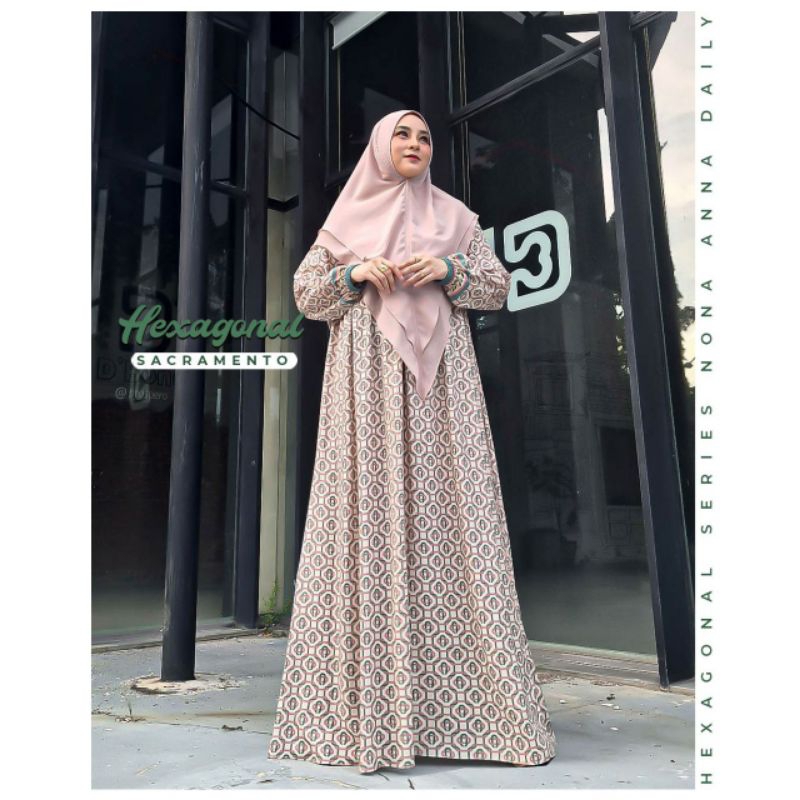 GAMIS HEXAGONAL BY NONA ANNA DAILY (ABAYA ONLY) // ABAYA RAYON SYARI MOTIF