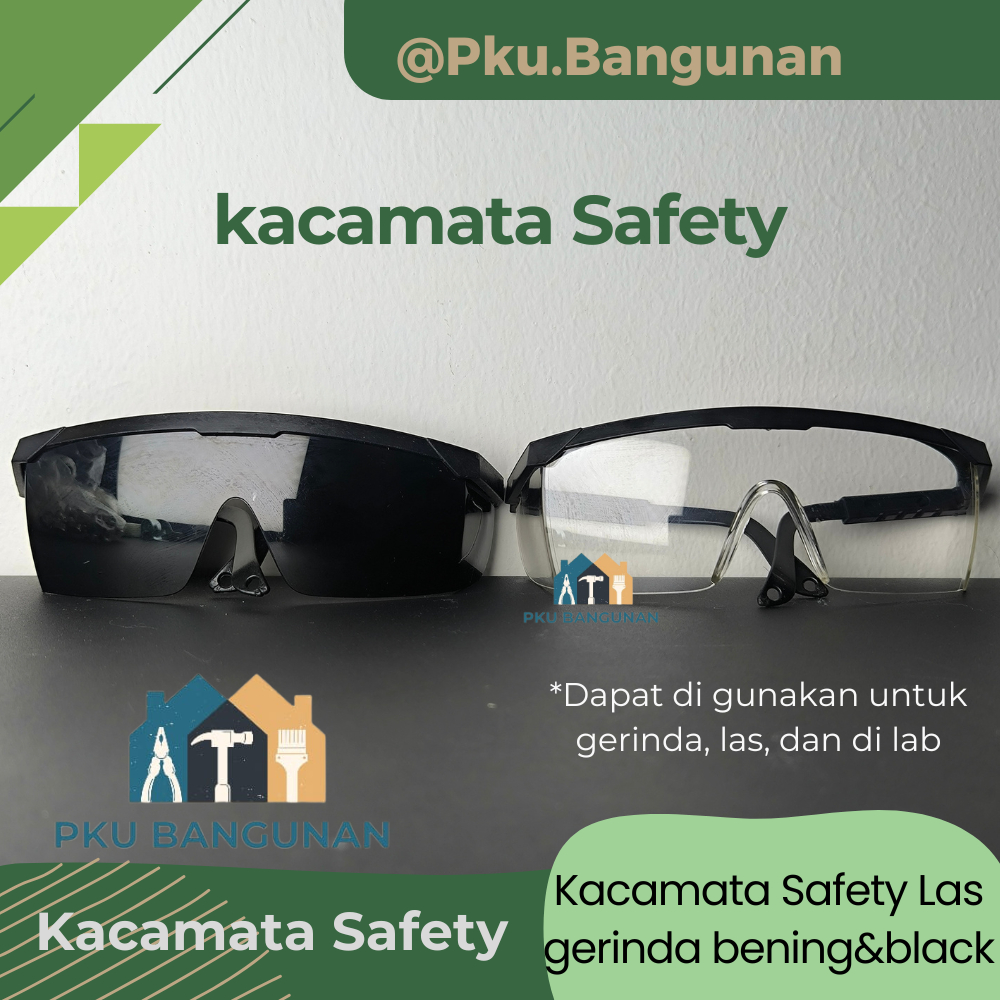 Kacamata Safety / Kacamata Las Gerinda Lab / Safety Glasses / kacamata keamanan hitam dan bening