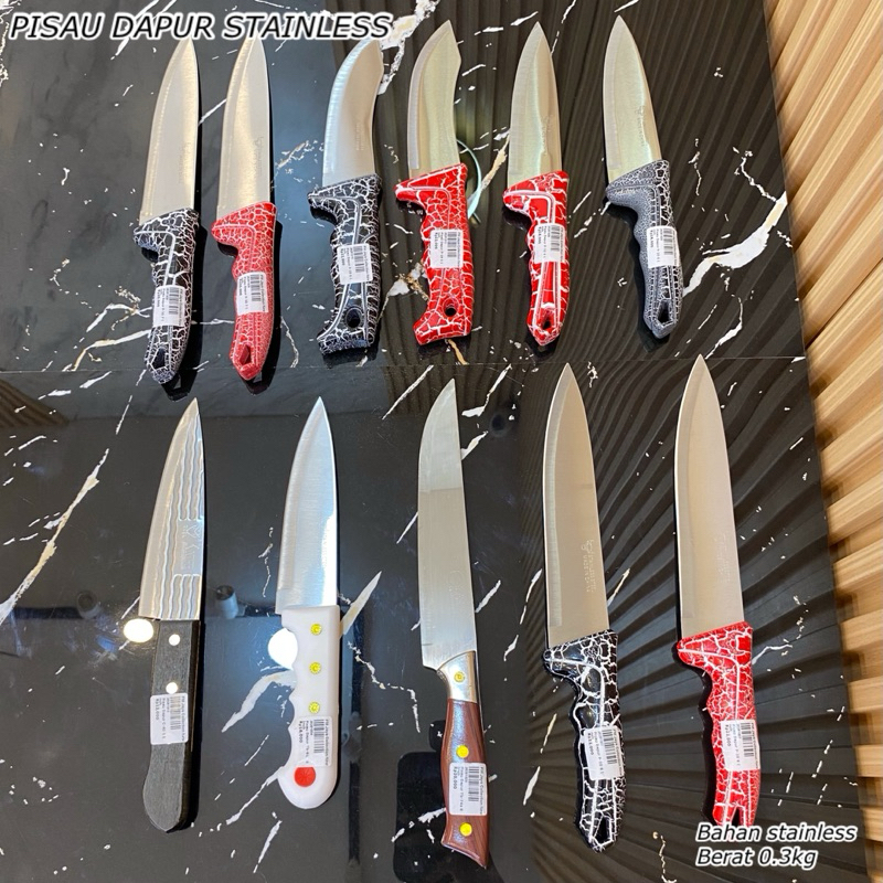 PISAU DAPUR || PISAU STAINLESS STEEL || PISAU DAPUR GAGANG KAYU || PISAU ANTI KARAT || PISAU SUPER T