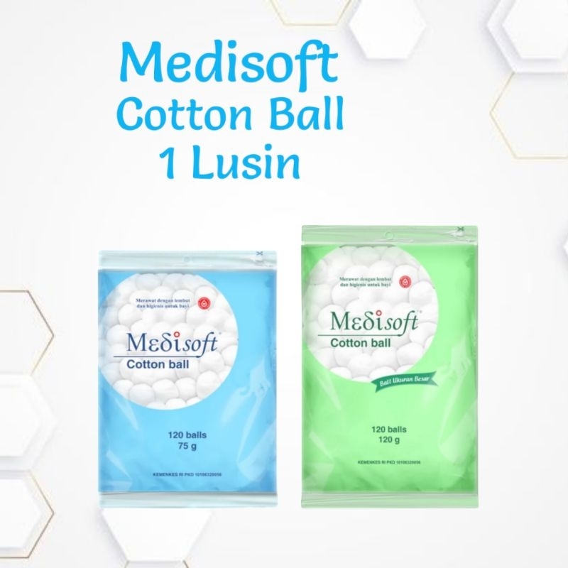 ( 1 LUSIN ) MEDISOFT COTTON BALL 75 GRAM | MEDISOFT COTTON BALL 120 GRAM | KAPAS BAYI | KAPAS BOLA |