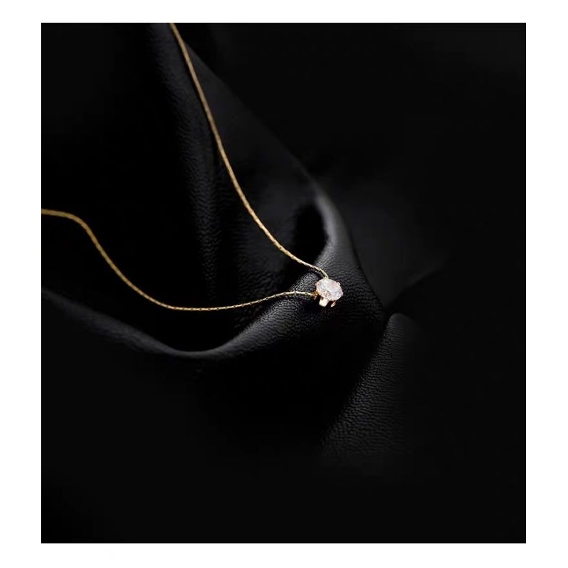 Kalung Wanita Korea Liontin Permata Berlian EmasTitanium Asli 100%