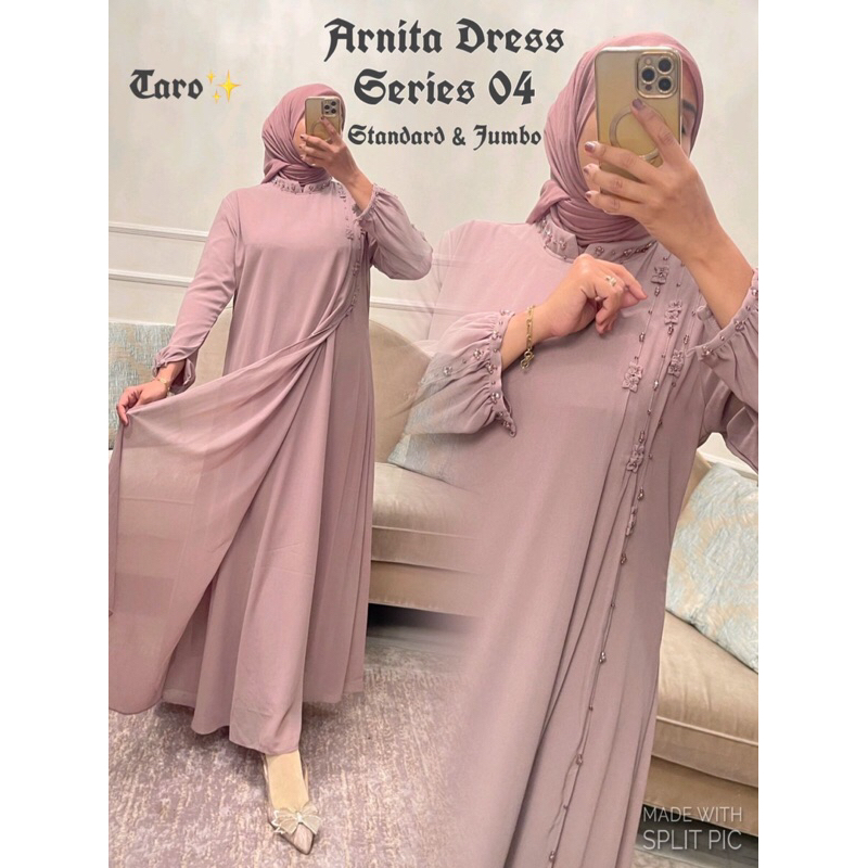 Dress Arnita Vol 04 Dress Putih Hitam  Nude Lavender Lime GreenTosca  Gamis Muslimah Lebaran Kondang