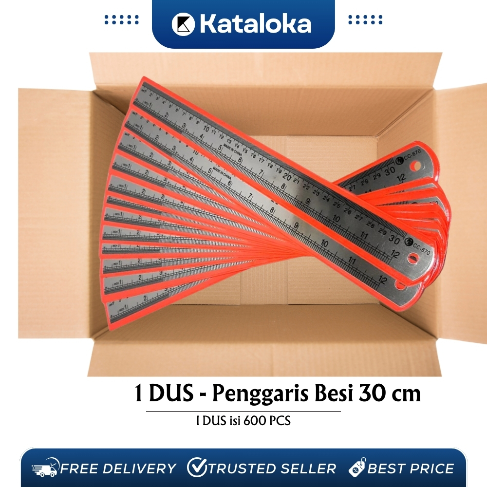 

Grosir!!! (1 DUS isi 600 PCS) Penggaris besi 30 cm, stainless steel ruler, penggaris besi