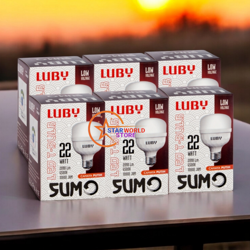 Paket 6 Pcs LUBY SUMO Lampu Bohlam LED 22 Watt / Paket Hemat 6 Pcs Lampu LED T-Bulb Luby Sumo 22W