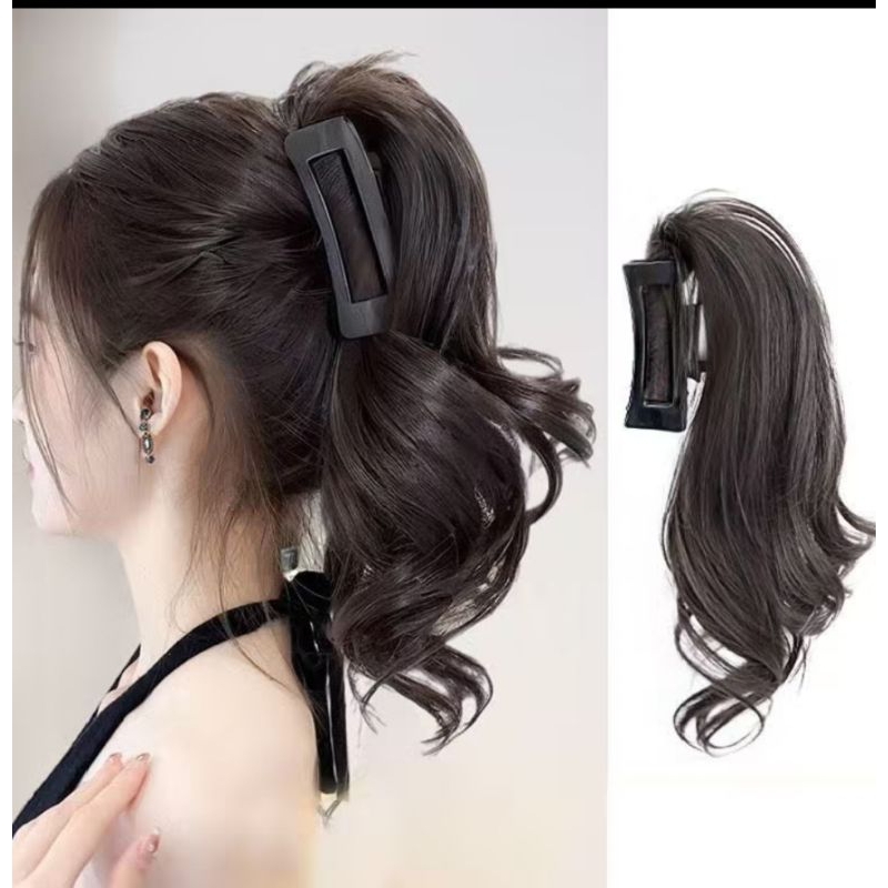 RAMBUT PALSU CAPIT EKOR KUDA CURLY SANGGUL HIASAN RAMBUT EKSTENSI RAMBUT SINTETIS  30CM