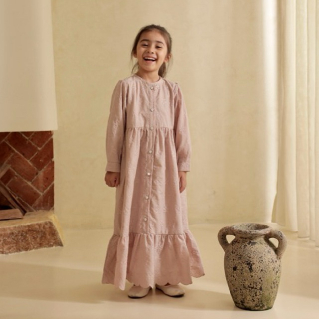 KDP Naura Dress Sarimbit Gamis Tunik Baju Anak dan Ibu Lebaran Raya