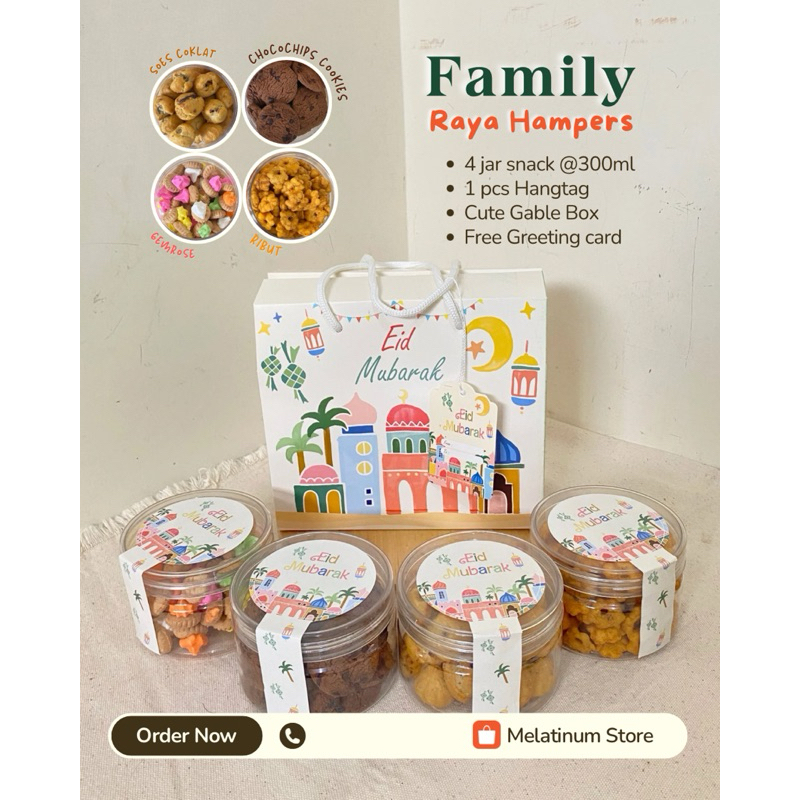 

Hampers Kue Lebaran Estetik - Family Raya Hampers - 4 Jar @300ml