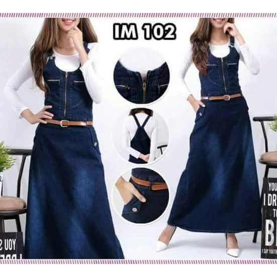 Rok kodok jeans 222 bahan jeans sudah dapat inner dan tali gesper fit to L