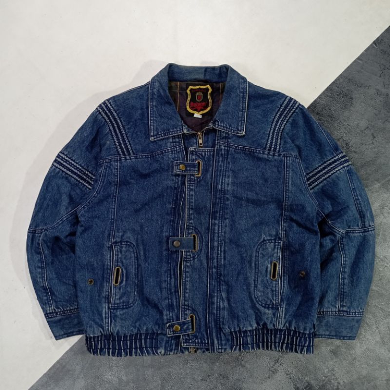 Jacket vintage japan 80's rare jacket denim jacket harrington motorcycle BOBSON