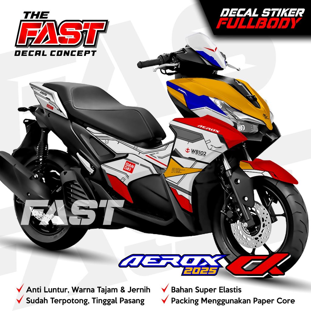 Decal Sticker Variasi Fullbody AEROX ALPHA GUNDAM - Dekal Stiker AEROX ALPHA Decal Stiker Motor AERO