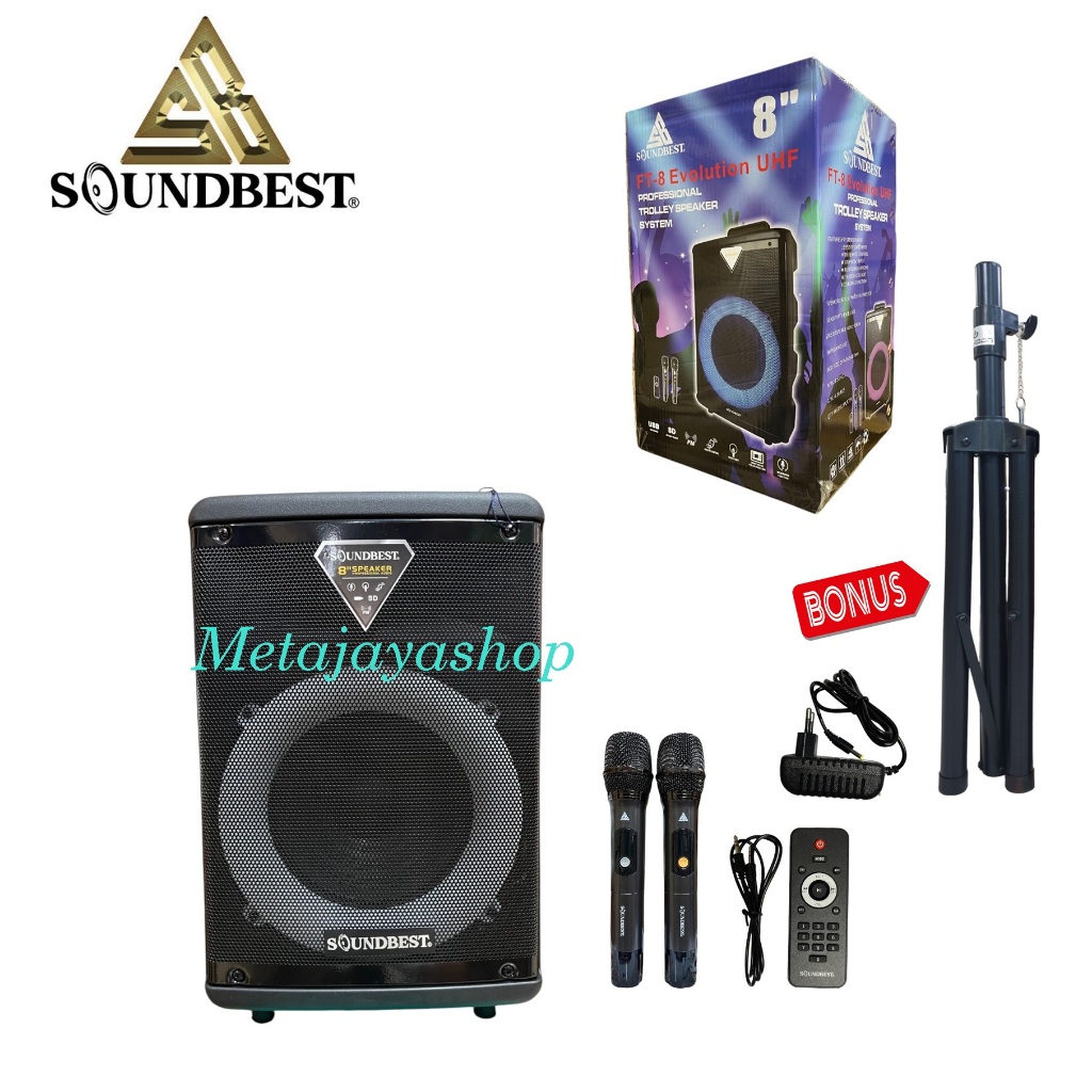Speaker Portable Meeting SOUNDBEST FT8 EVOLUTION 8 Inch Bluetooth USB SOUNDBEST FT 8  FT-8 Original