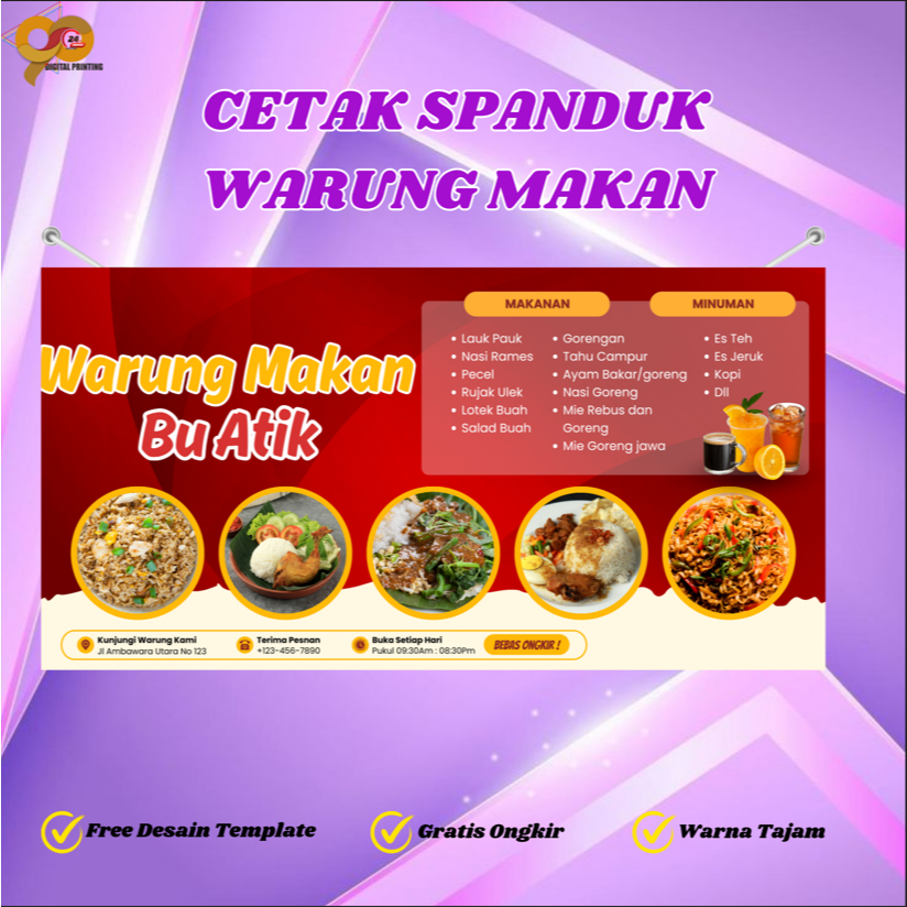 Banner Warung Makan / Banner Kedai / Banner Usaha Makanan Kedai Murah Bebas Custom