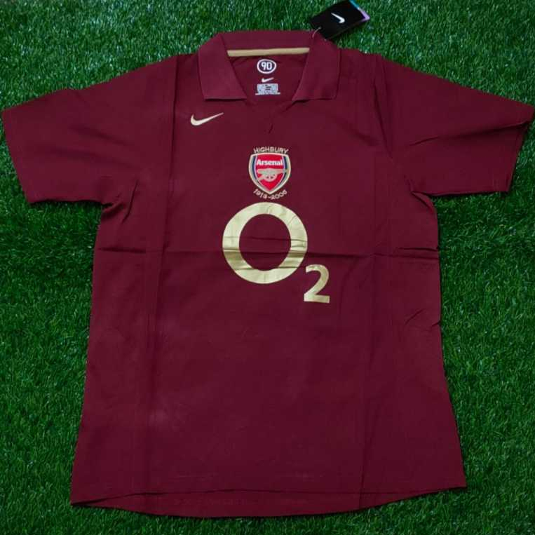 JERSEY RETRO VINTAGE ARSENAL HOME O2 MARUN 2005/2006 GRADE AAA CLASSIC