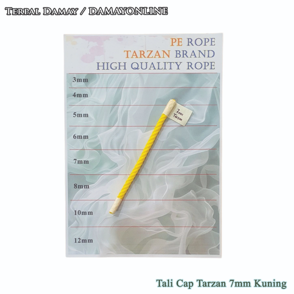 

Tali Tambang PE Cap Tarzan 7mm Kuning / Meter ( Harga Per Meter )
