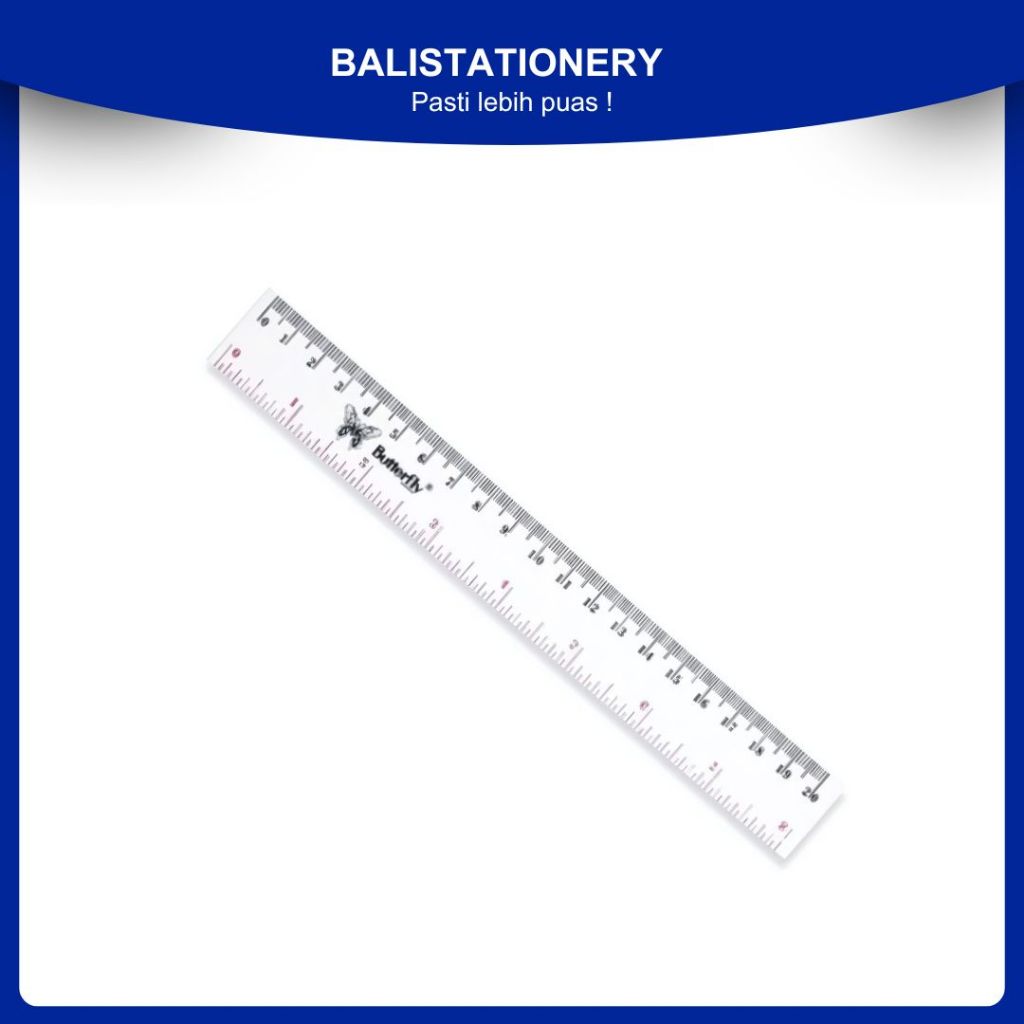 

Penggaris Plastik / Glass Ruler Butterfly 20 cm