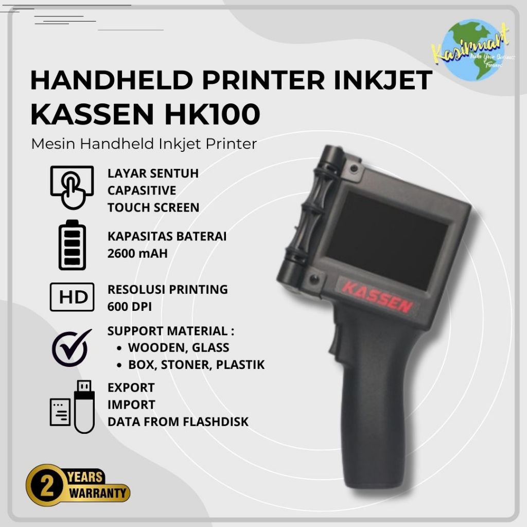 KASSEN HD 1000 EXPIRY DATE HANDHELD PORTABLE INDUSTRIAL INKJET PRINTER HD1000 TOUCH SCREEN