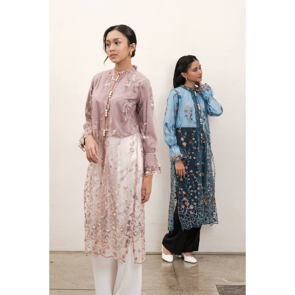 Kiyorawears - [ Raya Collection ] Alesha Brukat Tunic Top / 1 Set with Inner / Gamis Wanita Motif Sp