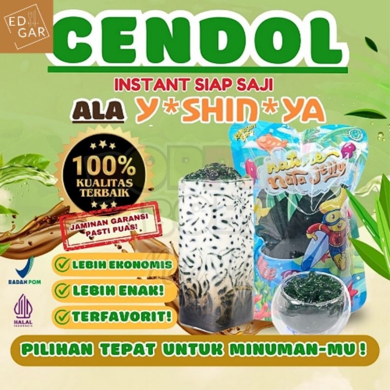 

jelly CENDOL siap saji ala Y*SHIN*YA / ES CENDOL DAWET kecebong hijau 500 gr topping minuman kekinian