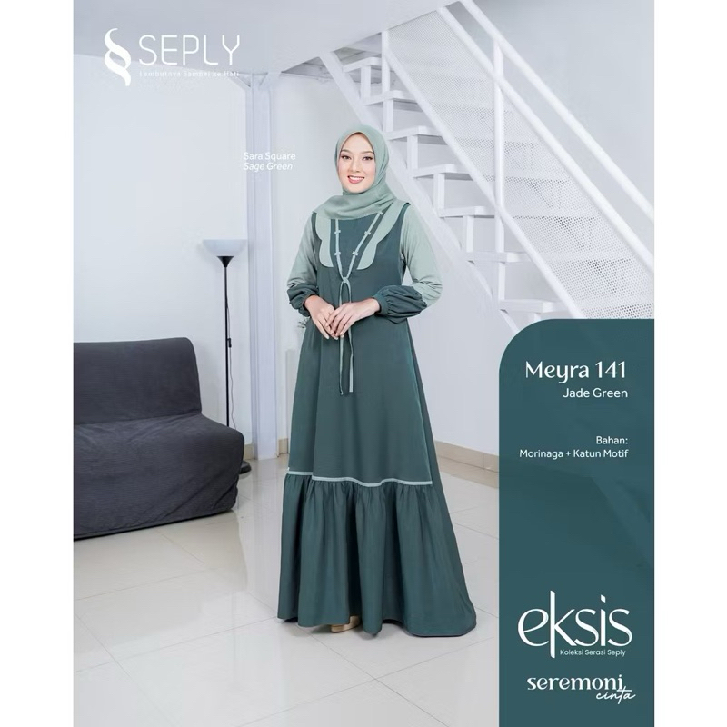 GAMIS SEPLY MEYRA 141 JADE GREEN & APRICOT RUSH