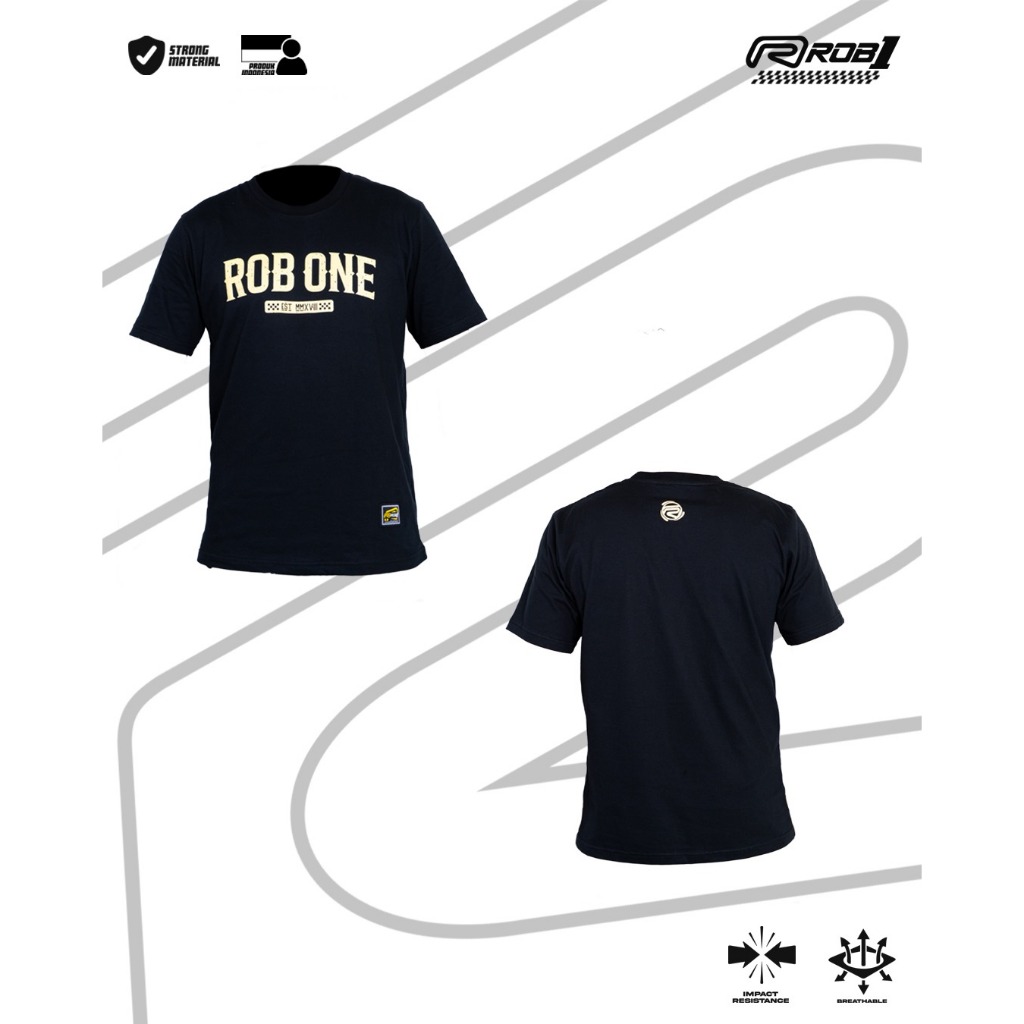 ROB1 TSHIRT - BAJU - KAOS ROB ONE BLACK UNISEX