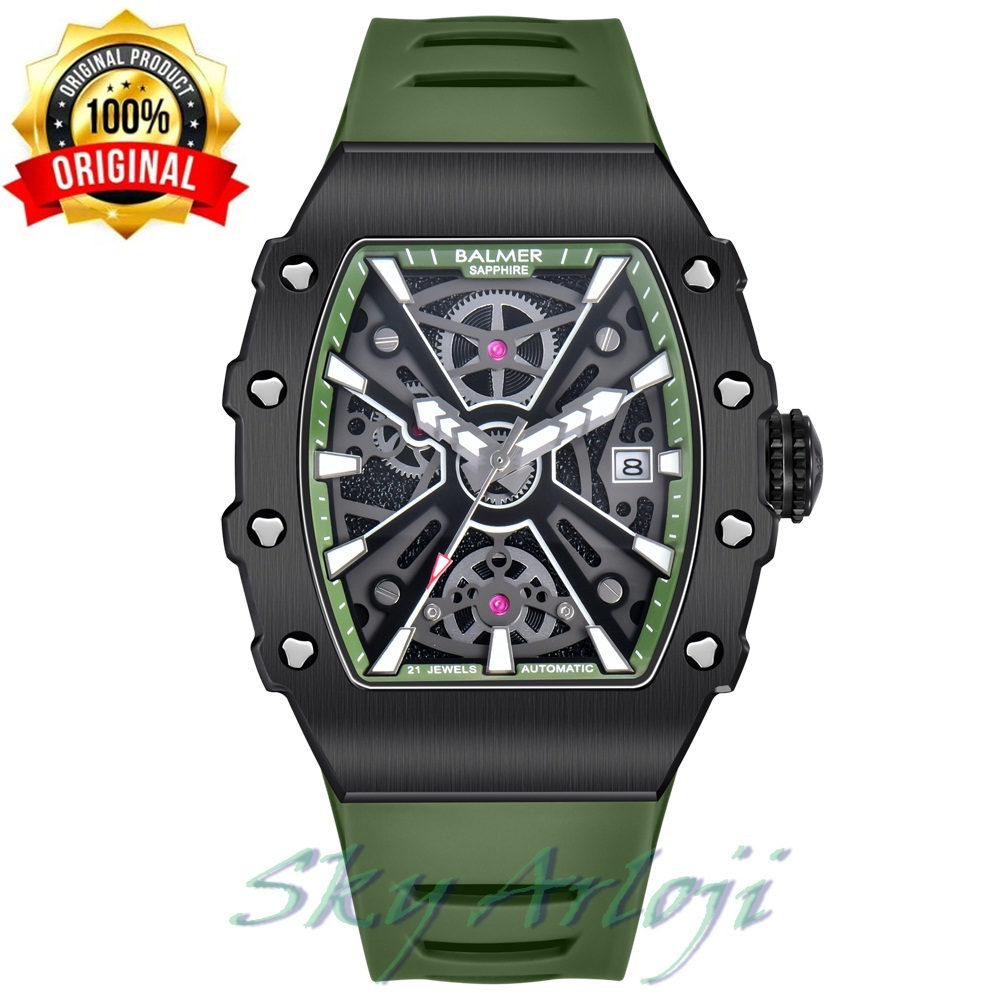 Balmer 8836 Jam Tangan Pria Automatic Sapphire Glass-Rubber Hijau