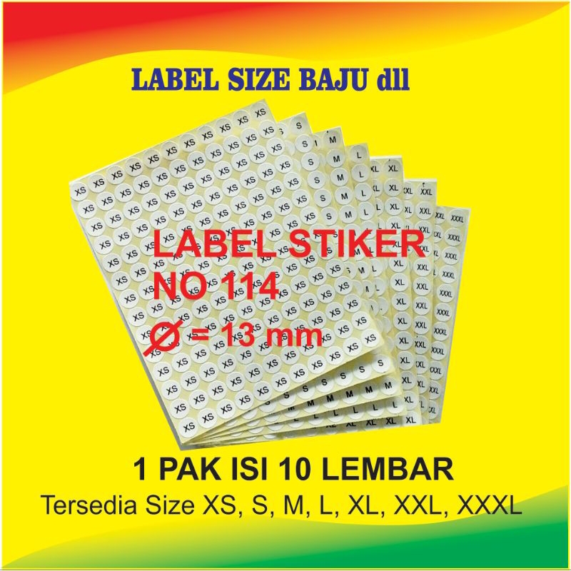 

label stiker size baju, pakaian dll