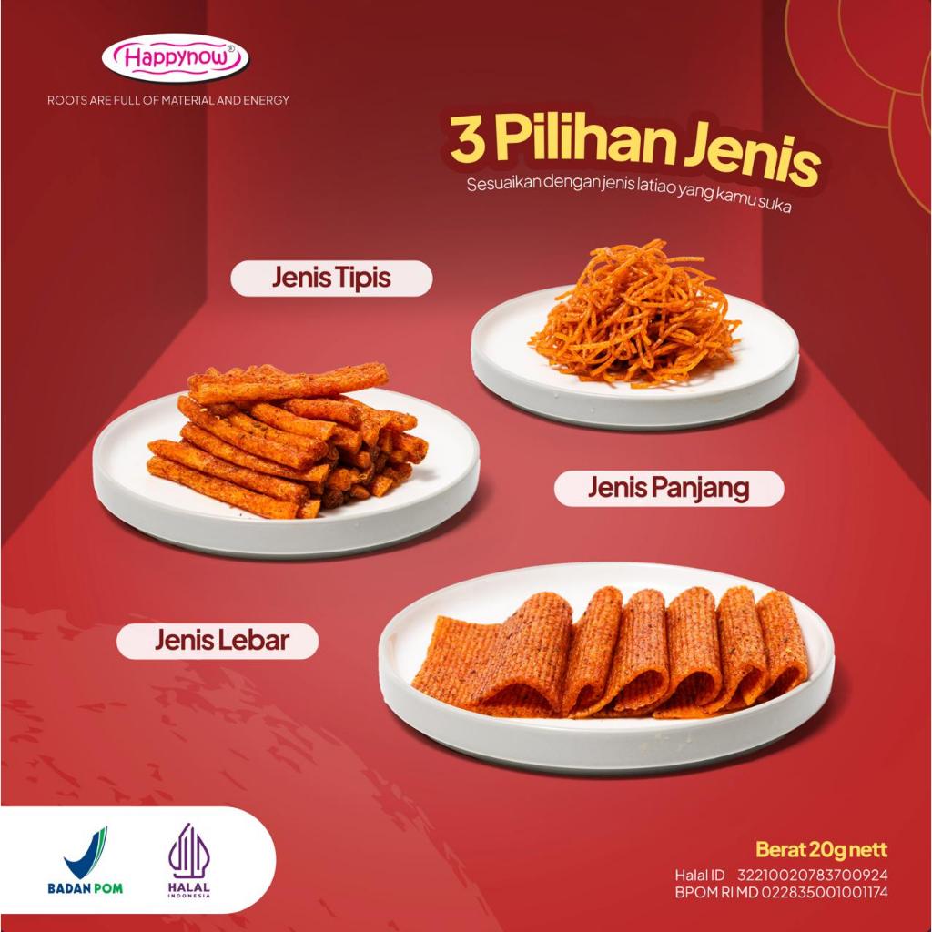 

happy now snack viral spicy sticks enak halal dan BPOM aman dikonsumsi dan bergizi