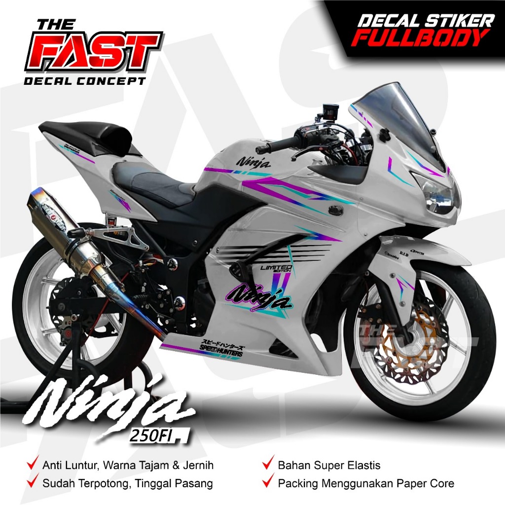 BISA COD STICKER DECAL NINJA 250 KARBU FULL BODY MOTIF NEON BISA COSTUM