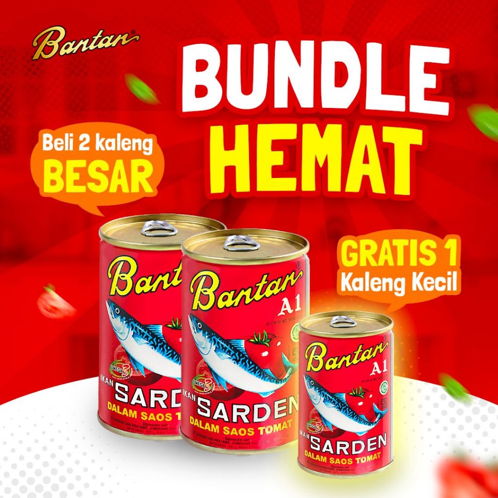 

Bundle Hemat - Sarden Bantan 425gr 2pcs FREE Sarden Bantan 155gr 1pcs