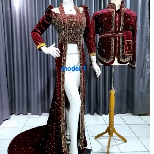 SEPASANG BAJU PENGANTIN BLUDRU JAWA MODERN Payet tabur