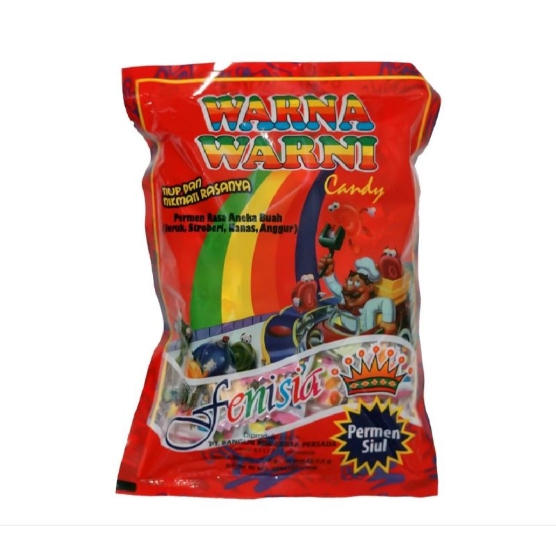 

Permen siul fenisia warna warni kemasan pack